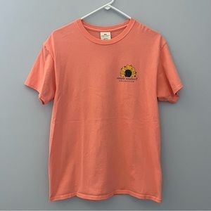 Simply Southern Shirt Womens Medium Orange Coral Cotton Teachers Flower Seed
